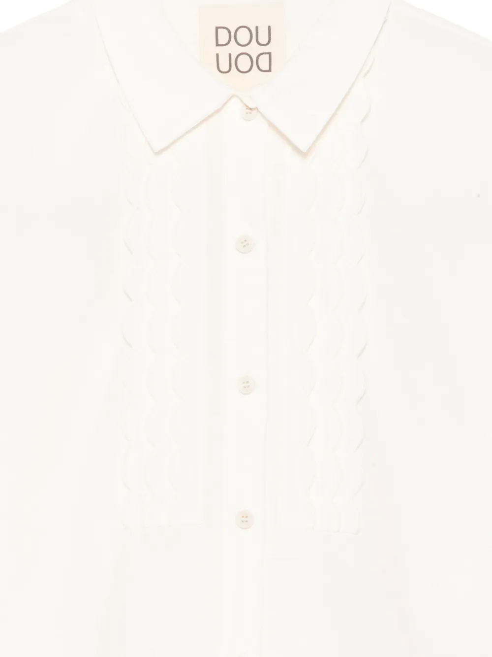 Douuod Kids Shirt met gewelfde afwerking en lange mouwen Beige