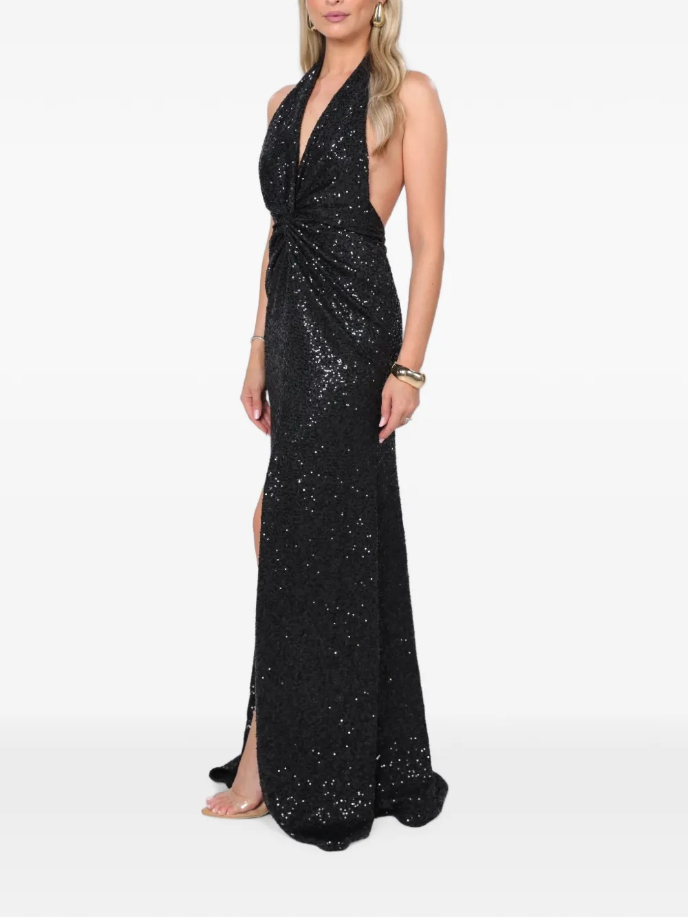 ROSERRY Sienna maxi-halterjurk met pailletten Zwart