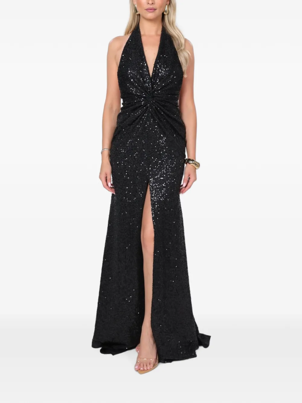 ROSERRY Sienna maxi-halterjurk met pailletten Zwart