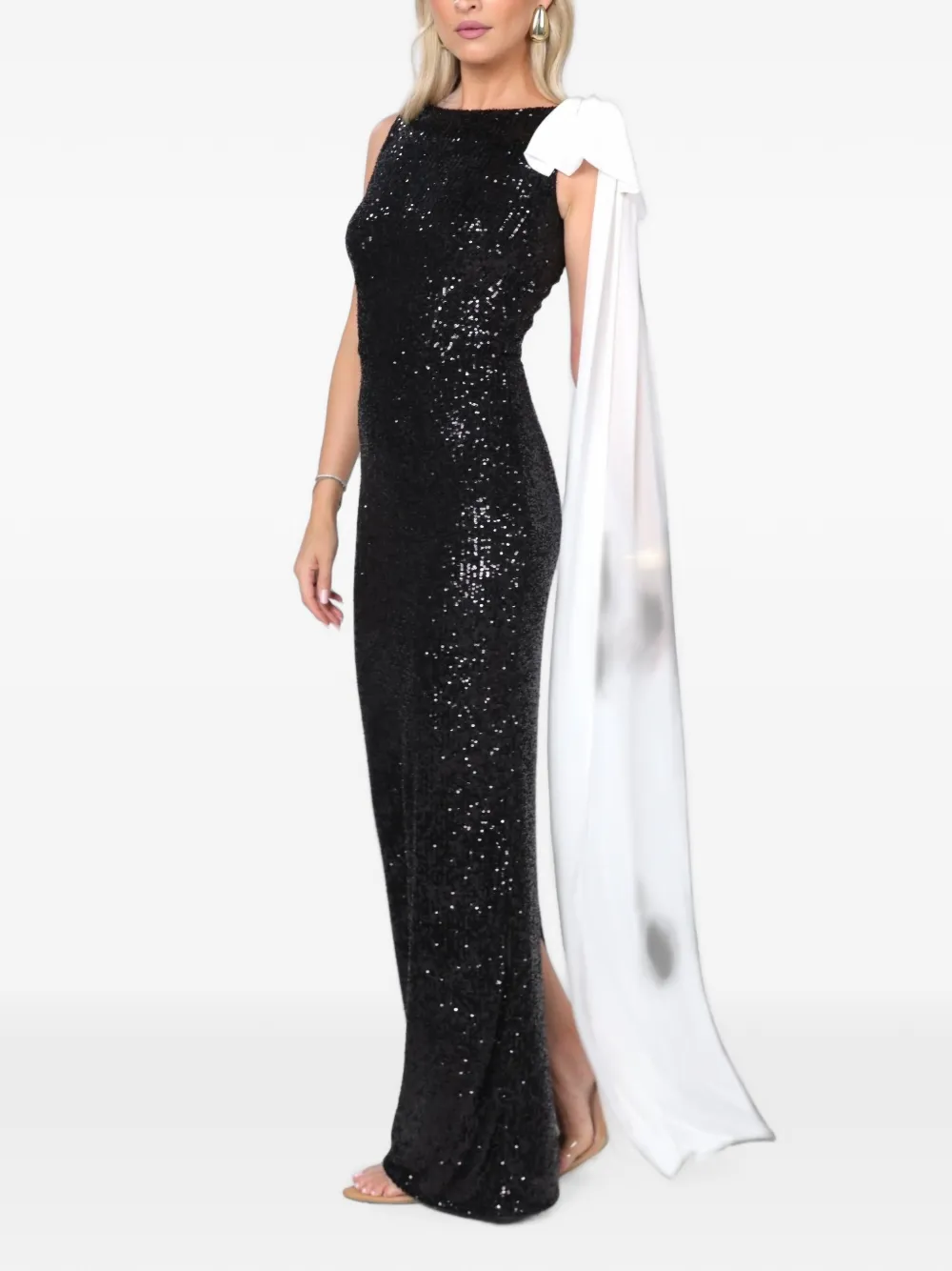 ROSERRY Kylie maxi-dress verfraaid met pailletten en strikdetail Zwart