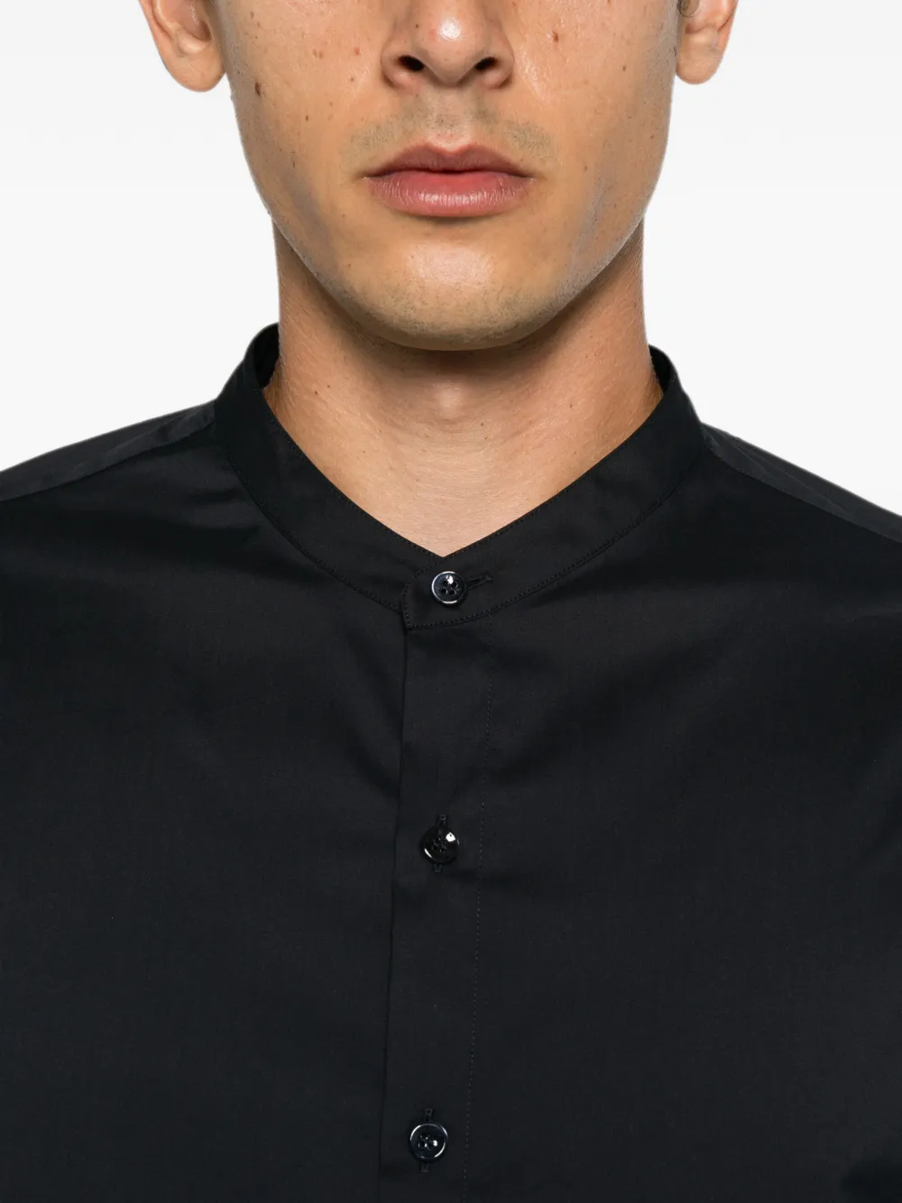 Giorgio Armani Overhemd met ronde opstaande kraag Blauw