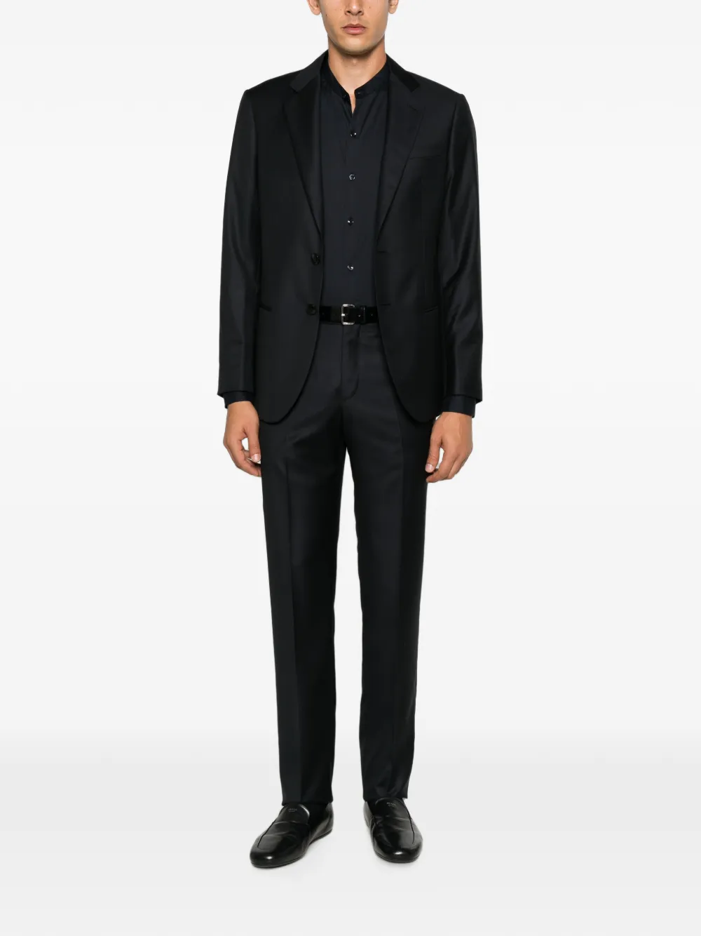 Giorgio Armani Overhemd met ronde opstaande kraag Blauw