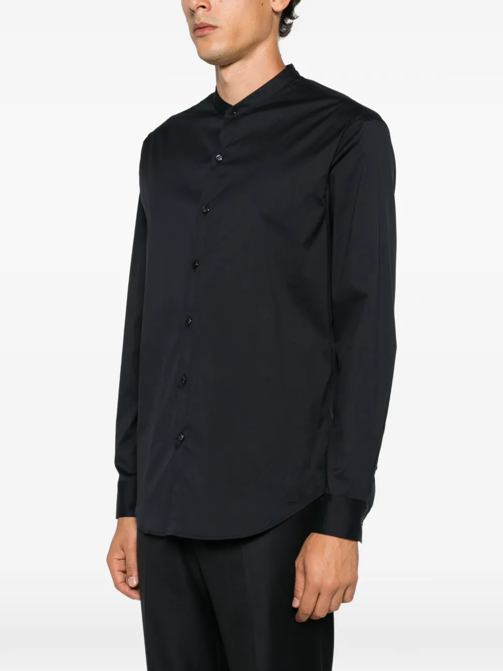 Giorgio Armani Overhemd met ronde opstaande kraag Blauw
