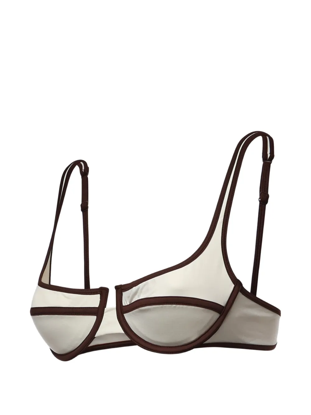 MC2 Saint Barth Amira String bikinitop met contrasterende afwerking Beige