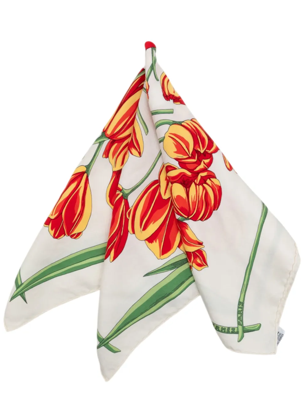 Hermès Pre-Owned 2000-2026 Tulipomanie Silk Pocket Scarf 45 scarves - Bianco