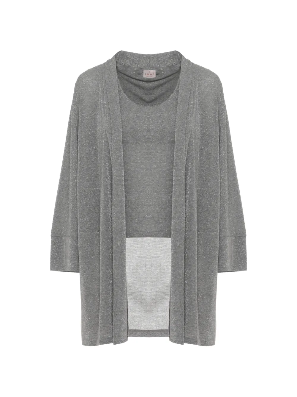 EMME lurex-detail cardigan two-piece set - Grigio