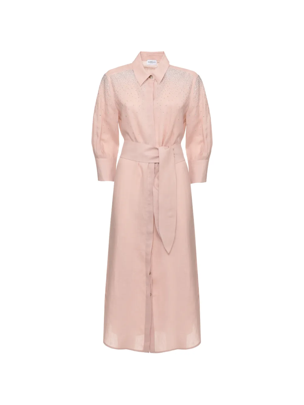 Marella rhinestone-embellished linen midi dress - Rosa