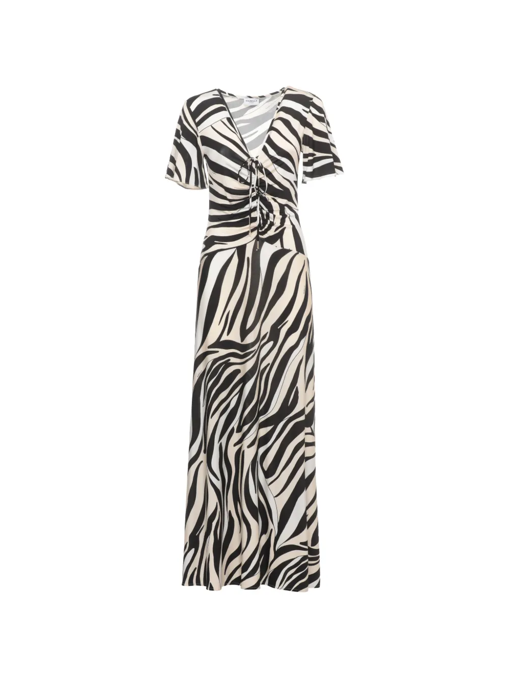 Marella MLSTECA zebra-print drawstring maxi dress - Nero