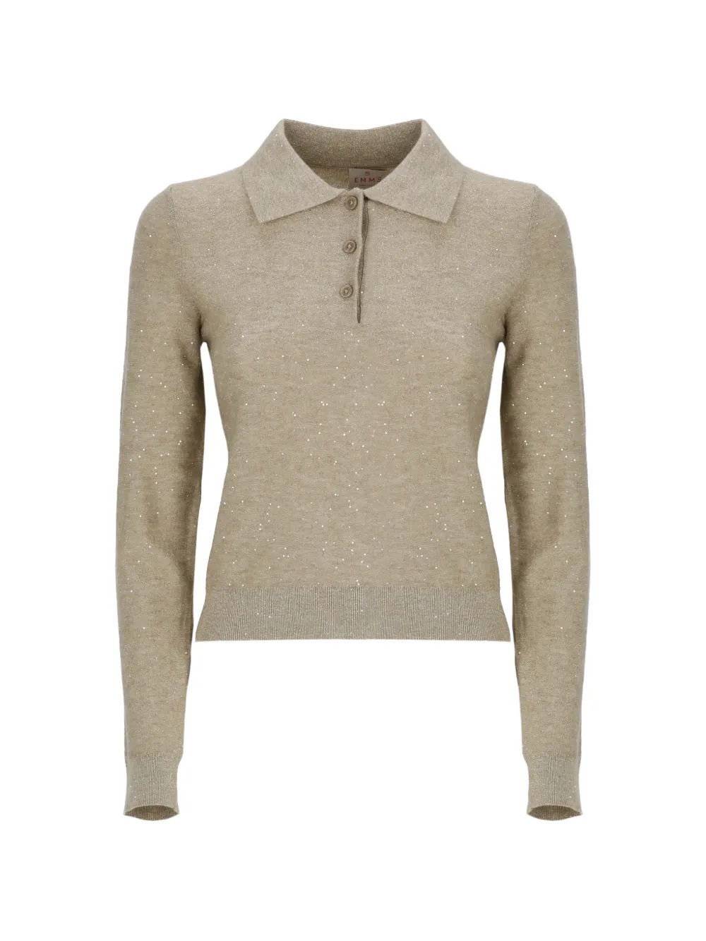 EMME Emmabate sequin-embellished Lurex-detail polo top - Marrone
