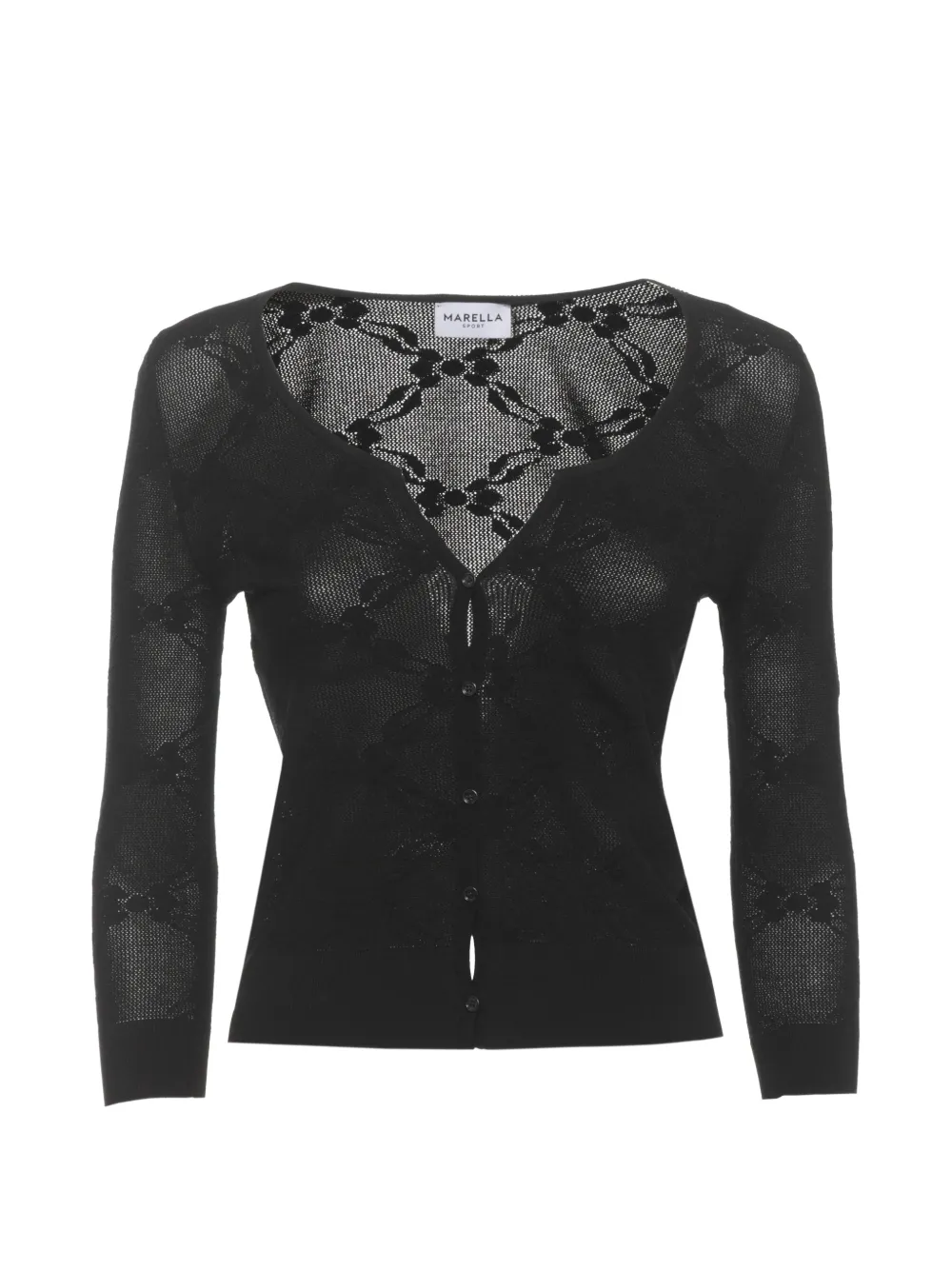 Marella Mlssabbia Floral-embroidered V-neck Cardigan In Black