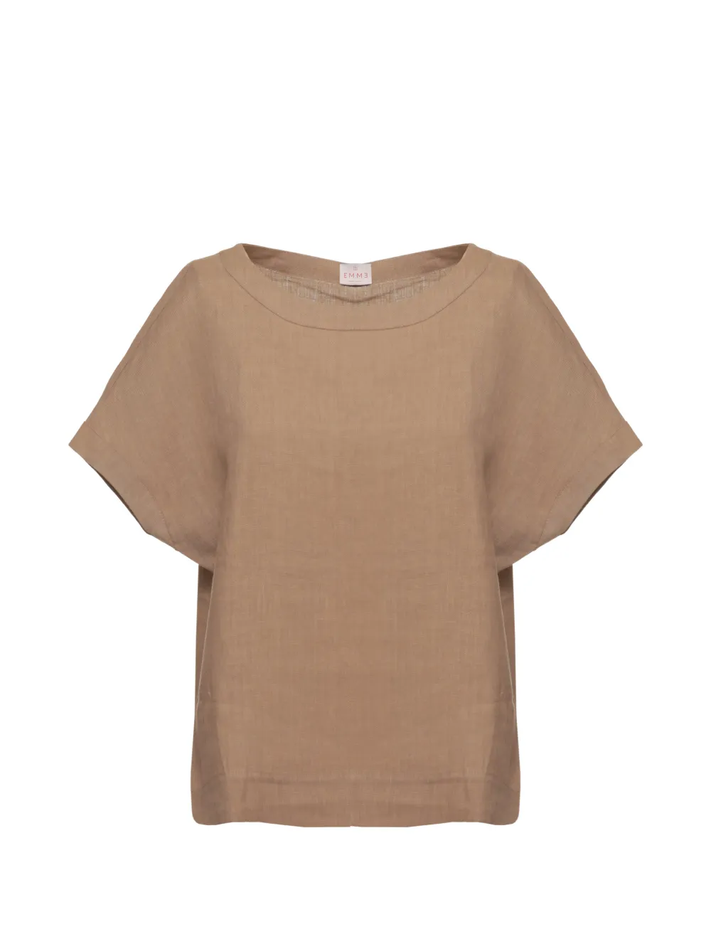 Emme Linen Short-sleeve Blouse In Brown