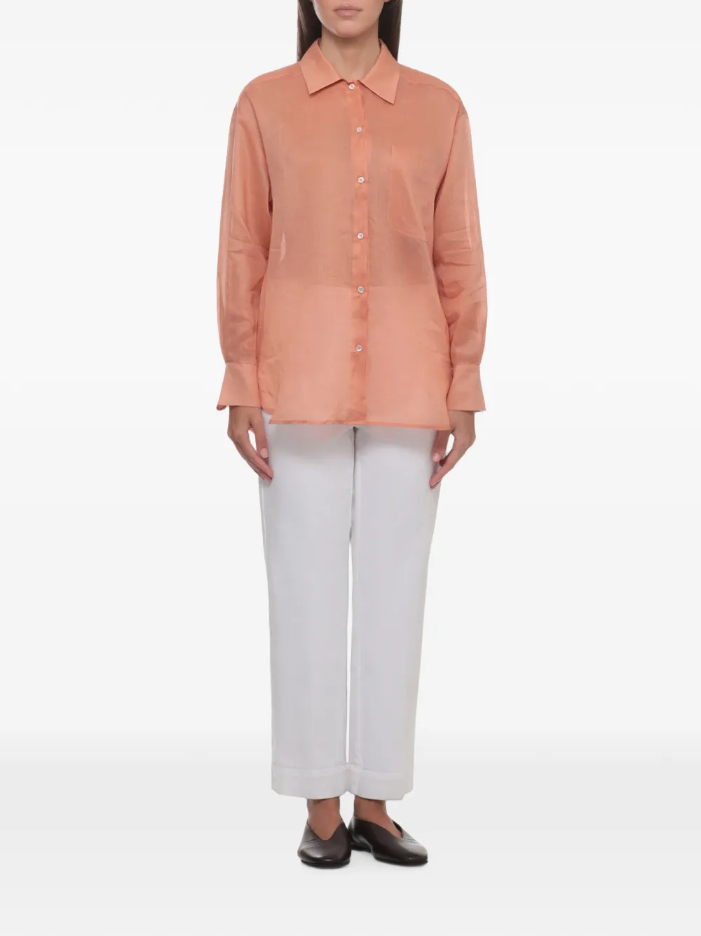 Marella Button-up ramie blouse Roze