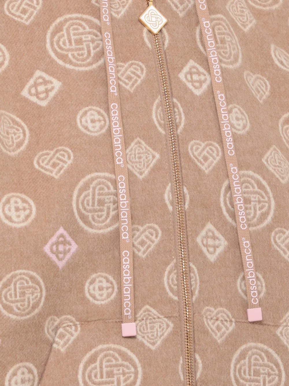 Casablanca Wollen hoodie met monogram-print Beige