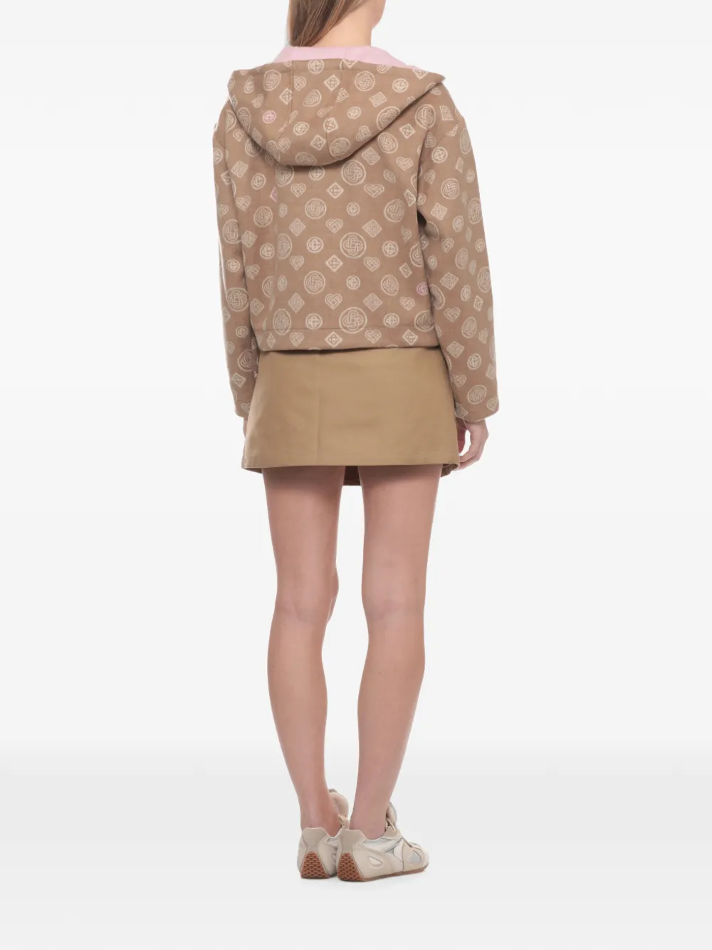 Casablanca Wollen hoodie met monogram-print Beige
