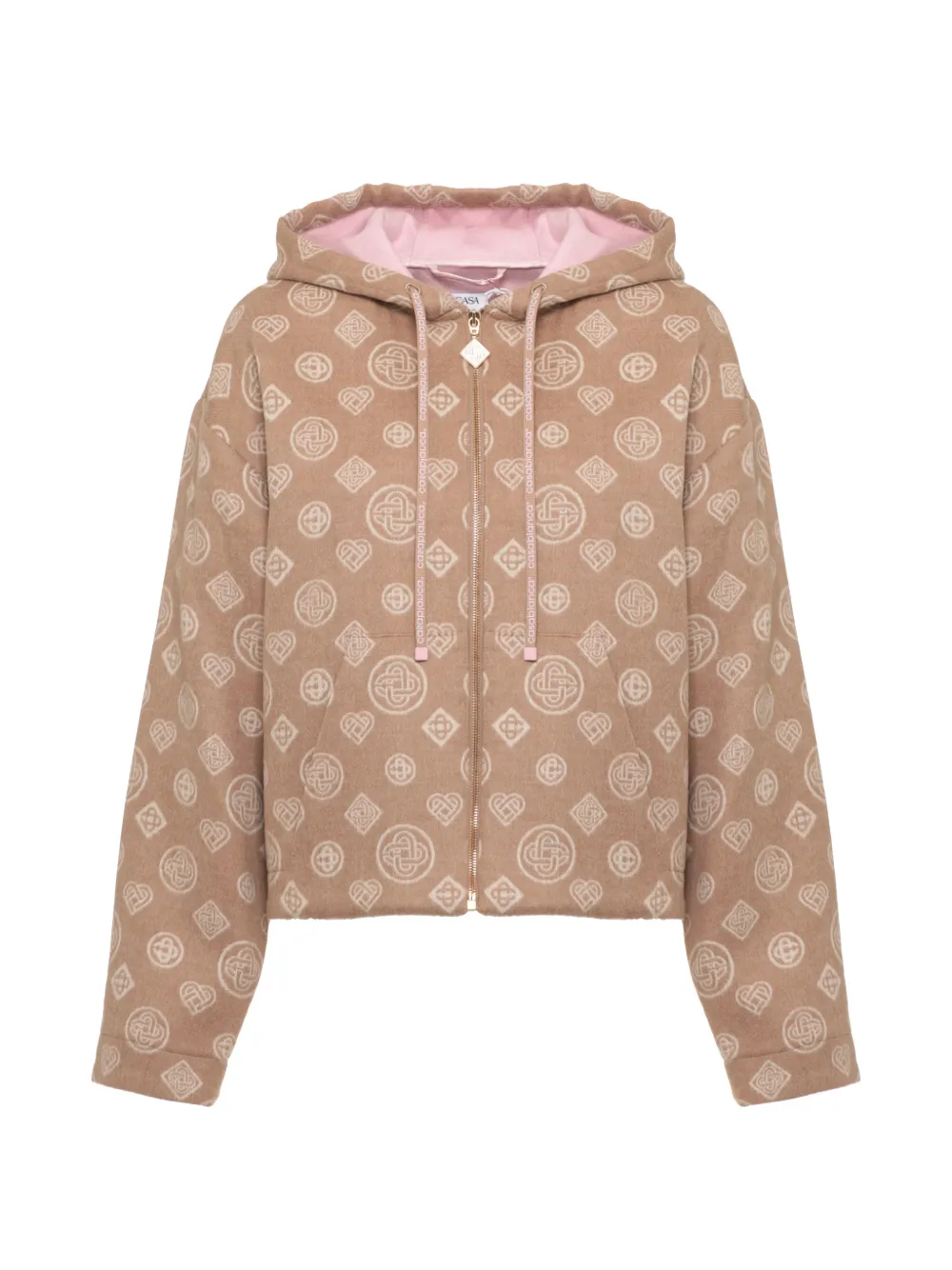 Casablanca monogram-pattern wool hoodie - Neutrals