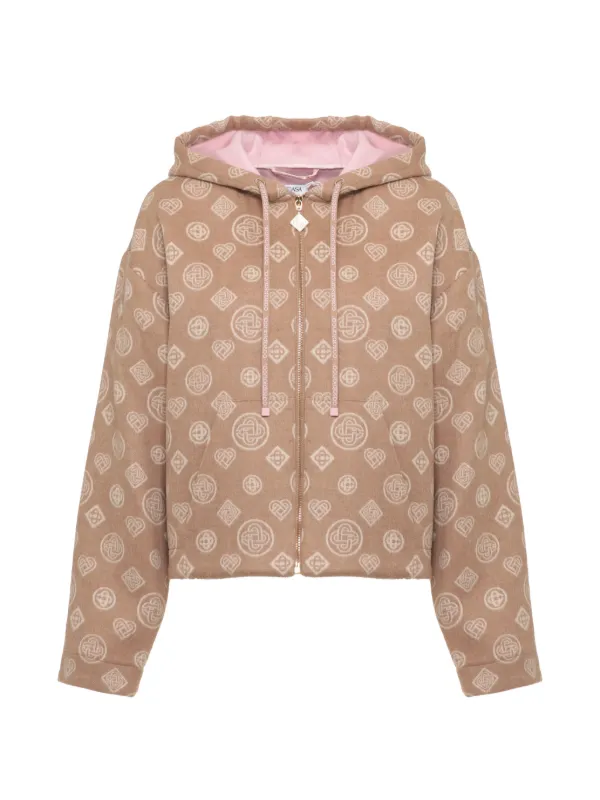 Casablanca Monogram-pattern Wool Hoodie in Neutrals