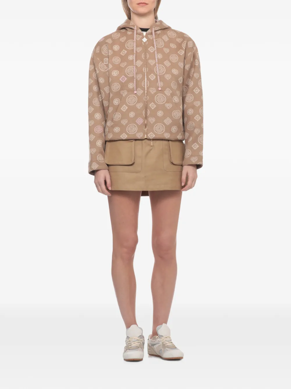 Casablanca Wollen hoodie met monogram-print Beige