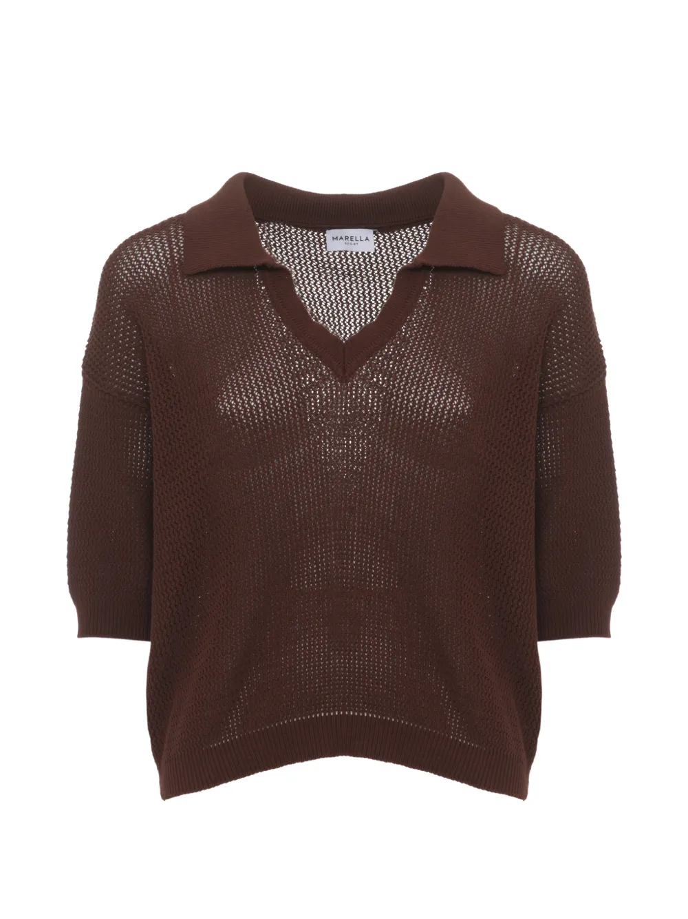 Marella MLSLEMBI open-knit V-neck jumper - Marrone