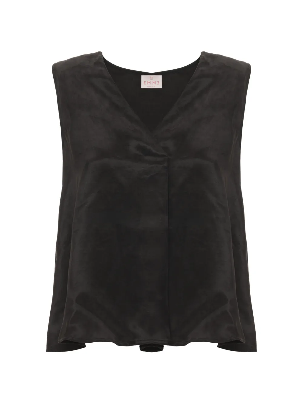 Emme Draped V-neck Top In Black