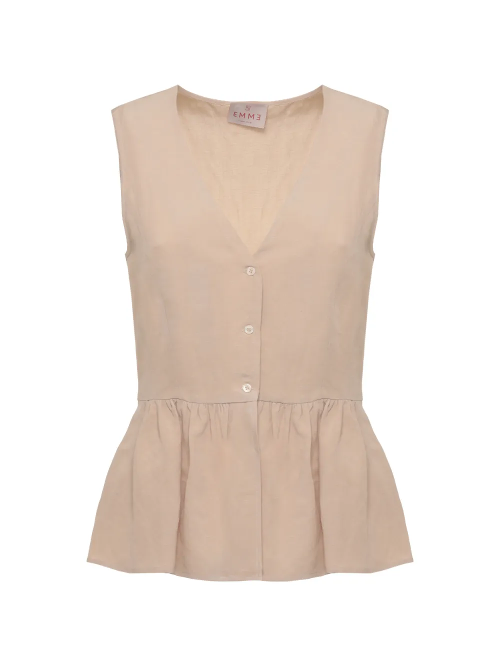 EMME V-neck ruffled top - Toni neutri