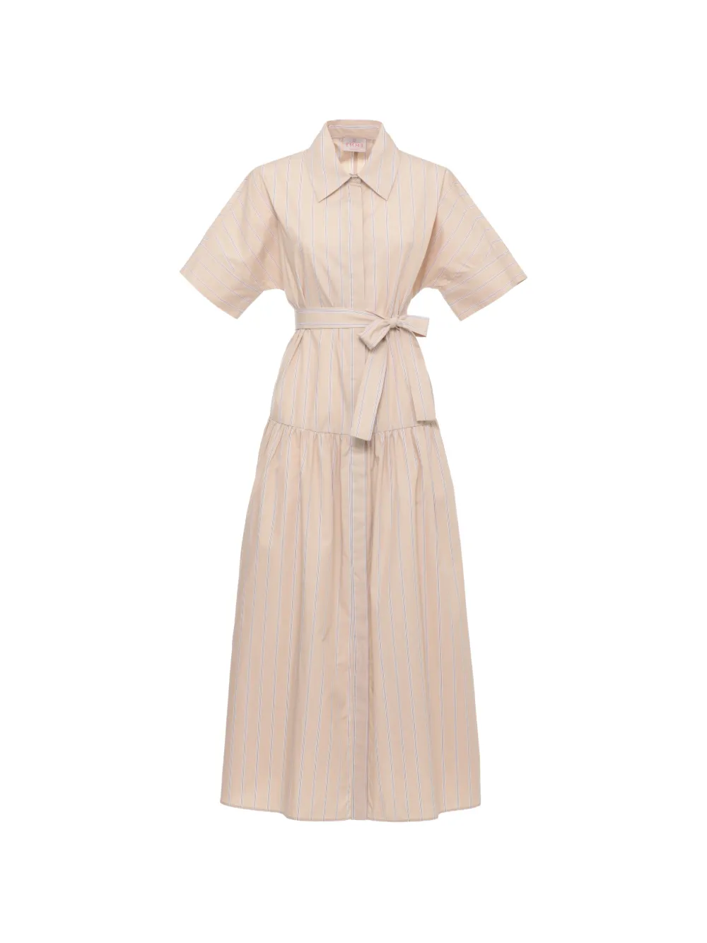 EMME Fauna striped belted midi dress - Toni neutri