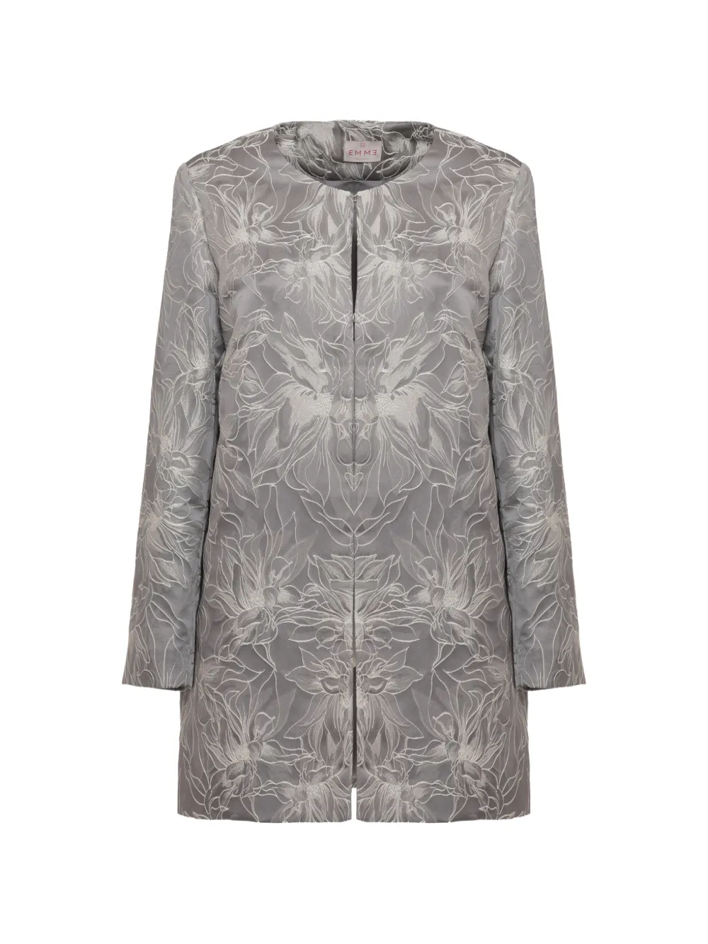 EMME Marella floral-embroidered round-neck coat - Grigio