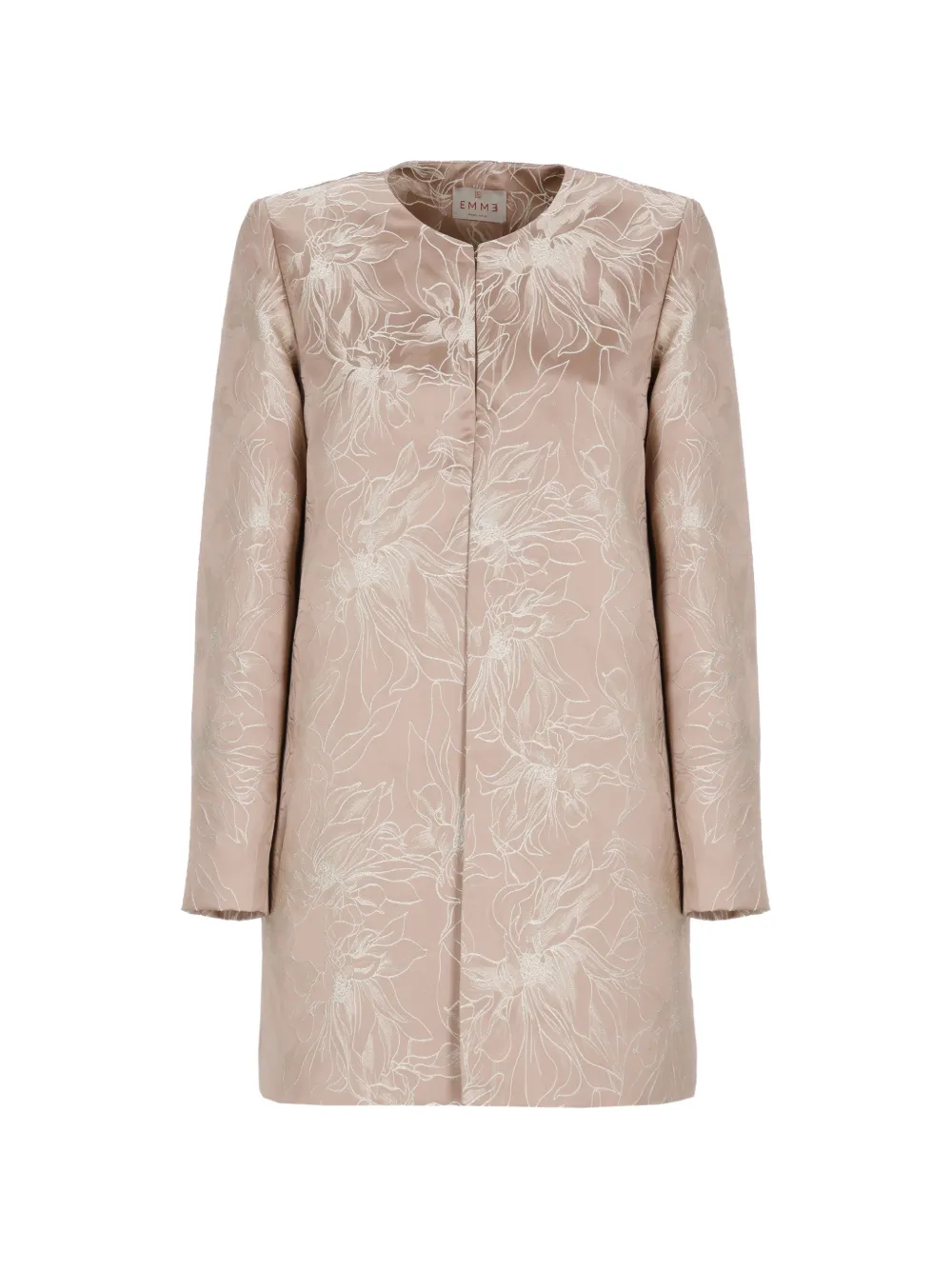EMME floral-embroidered lurex-detail coat - Pink