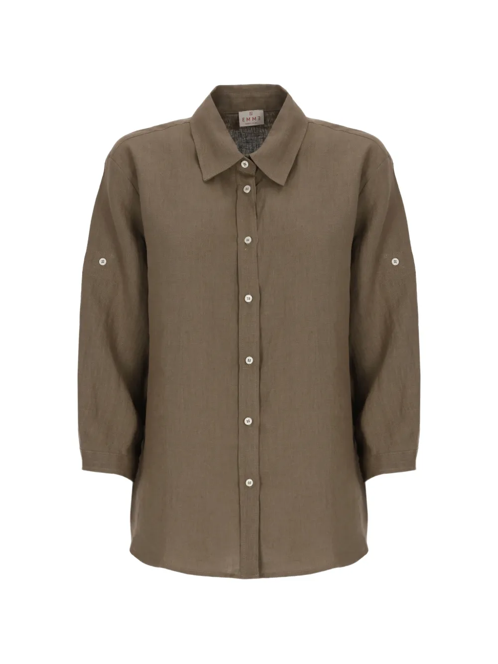 EMME button-up three-quarter-sleeved shirt - Marrone