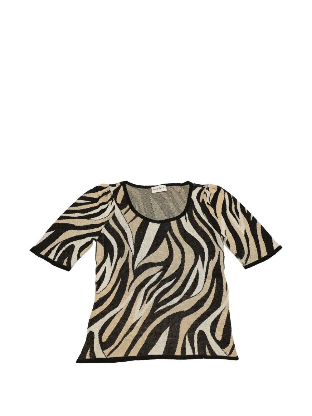 Marella MLSDATTERO animal-pattern short-sleeve knitted T-shirt