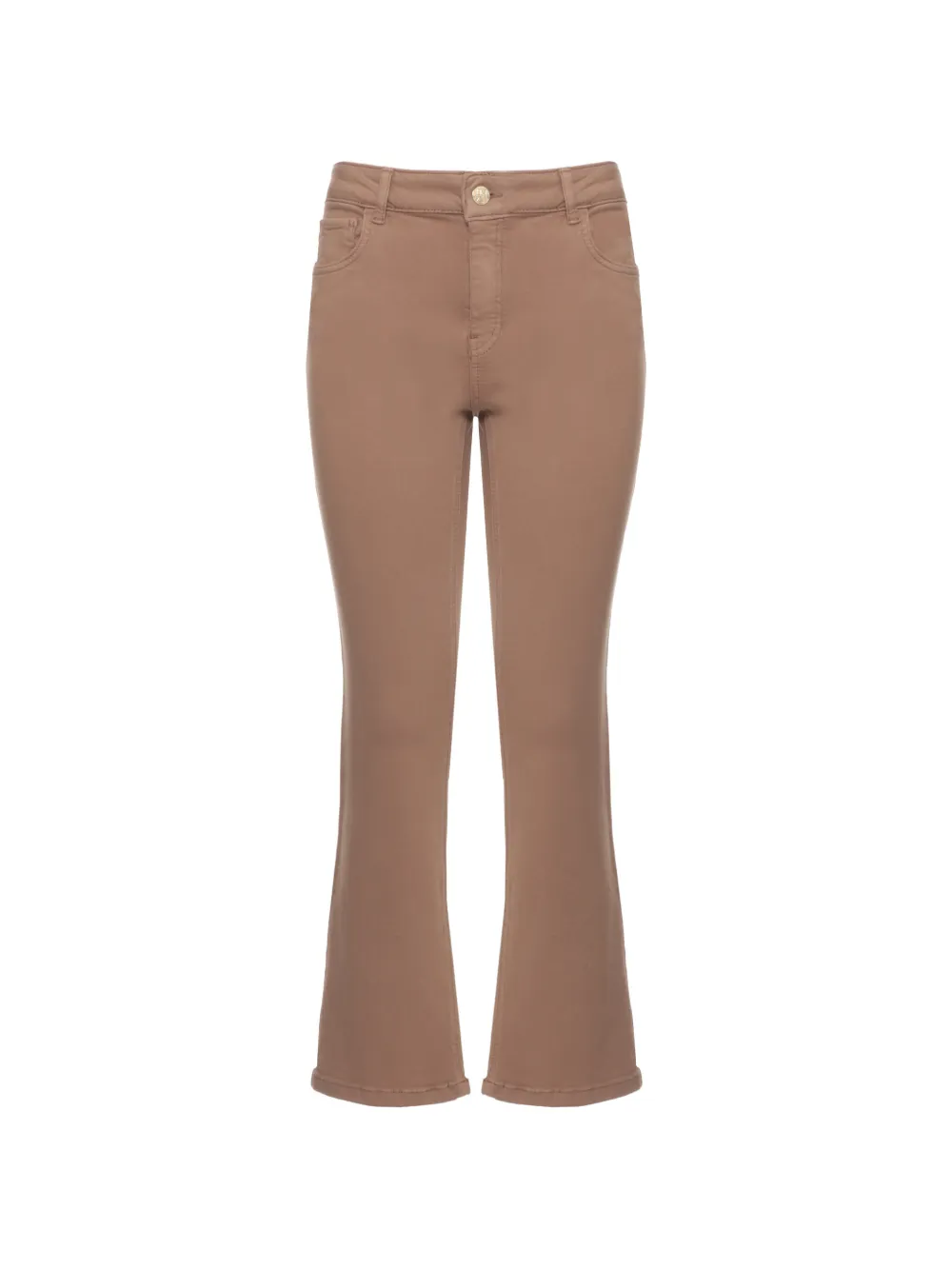 EMME logo-patch five-pocket cropped flared trousers - Marrone
