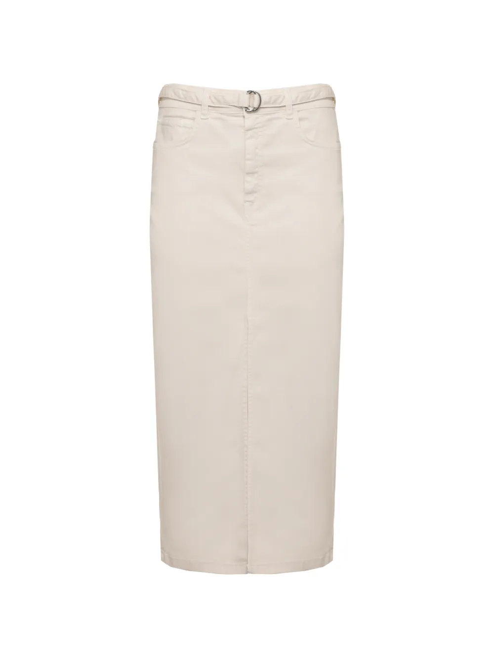 Marella belted front-vent straight midi denim skirt - Weiß