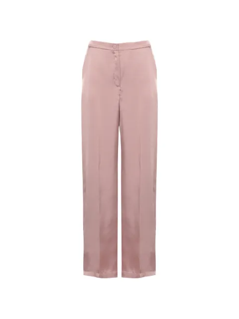 EMME satin-finish pressed-crease trousers