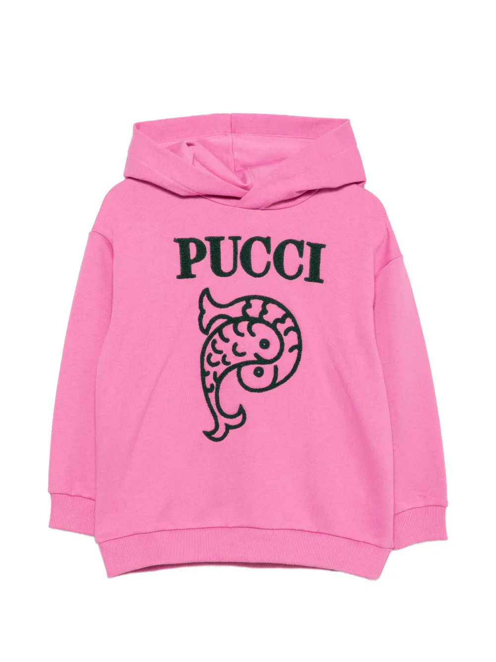 PUCCI Junior Pesci-motif logo-embroidered hoodie - Rosa