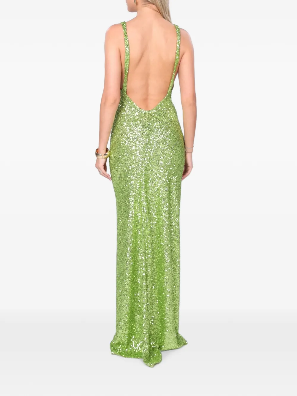 ROSERRY Margot maxi-jurk met col en verfraaid met pailletten Groen