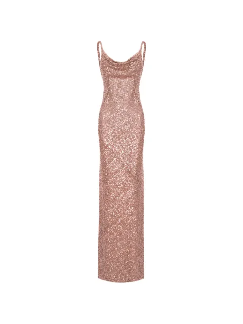 ROSERRY Margot sequin-embellished cowl-neck maxi dress