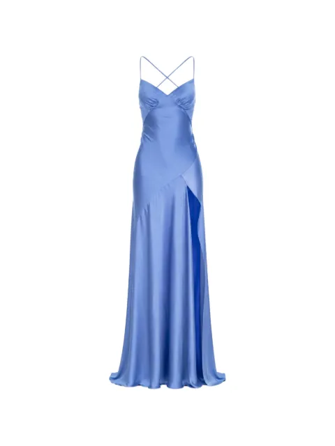 ROSERRY Seville satin-finish side-slit maxi dress
