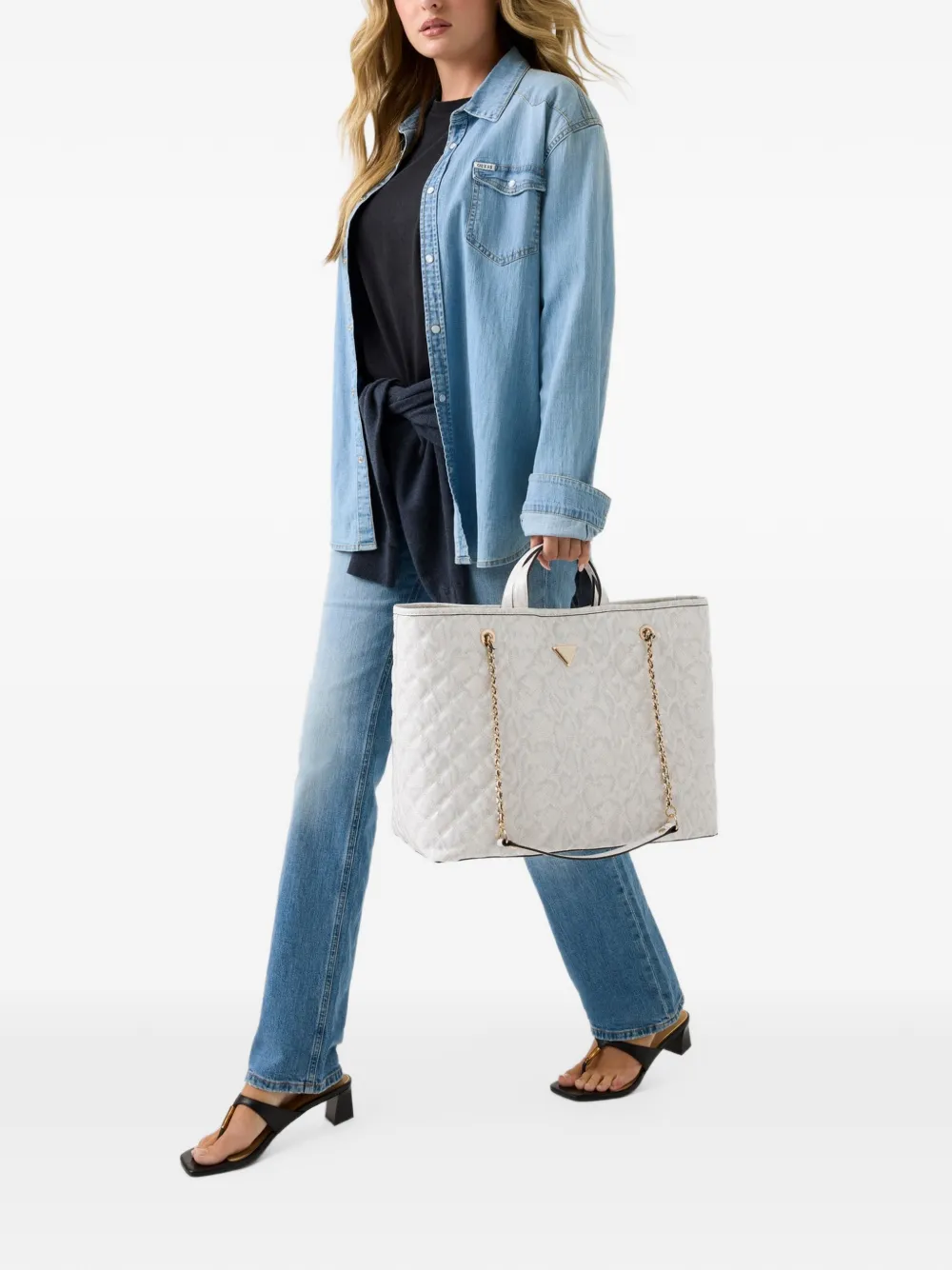 GUESS USA Giully shopper tote bag Wit