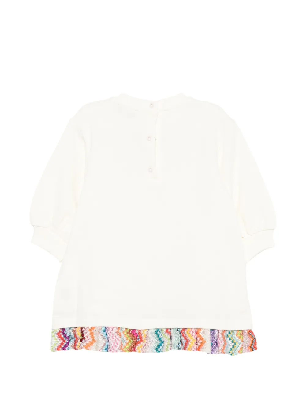 Missoni Kids Jurk met geborduurd logo en zigzag-afwerking Beige
