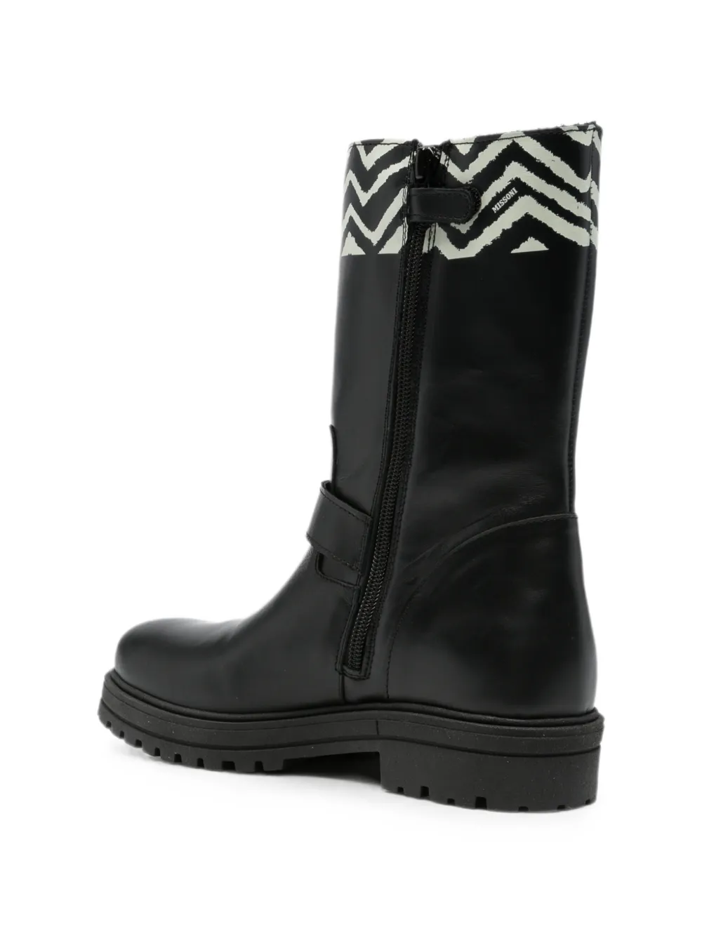 Missoni Kids zigzag-print buckled boots Zwart
