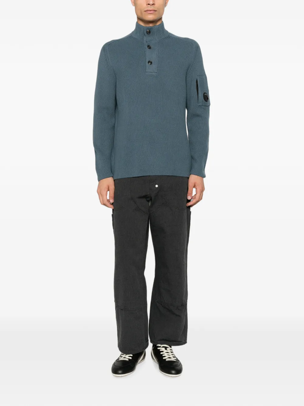 C.P. Company Ribgebreide trui Blauw