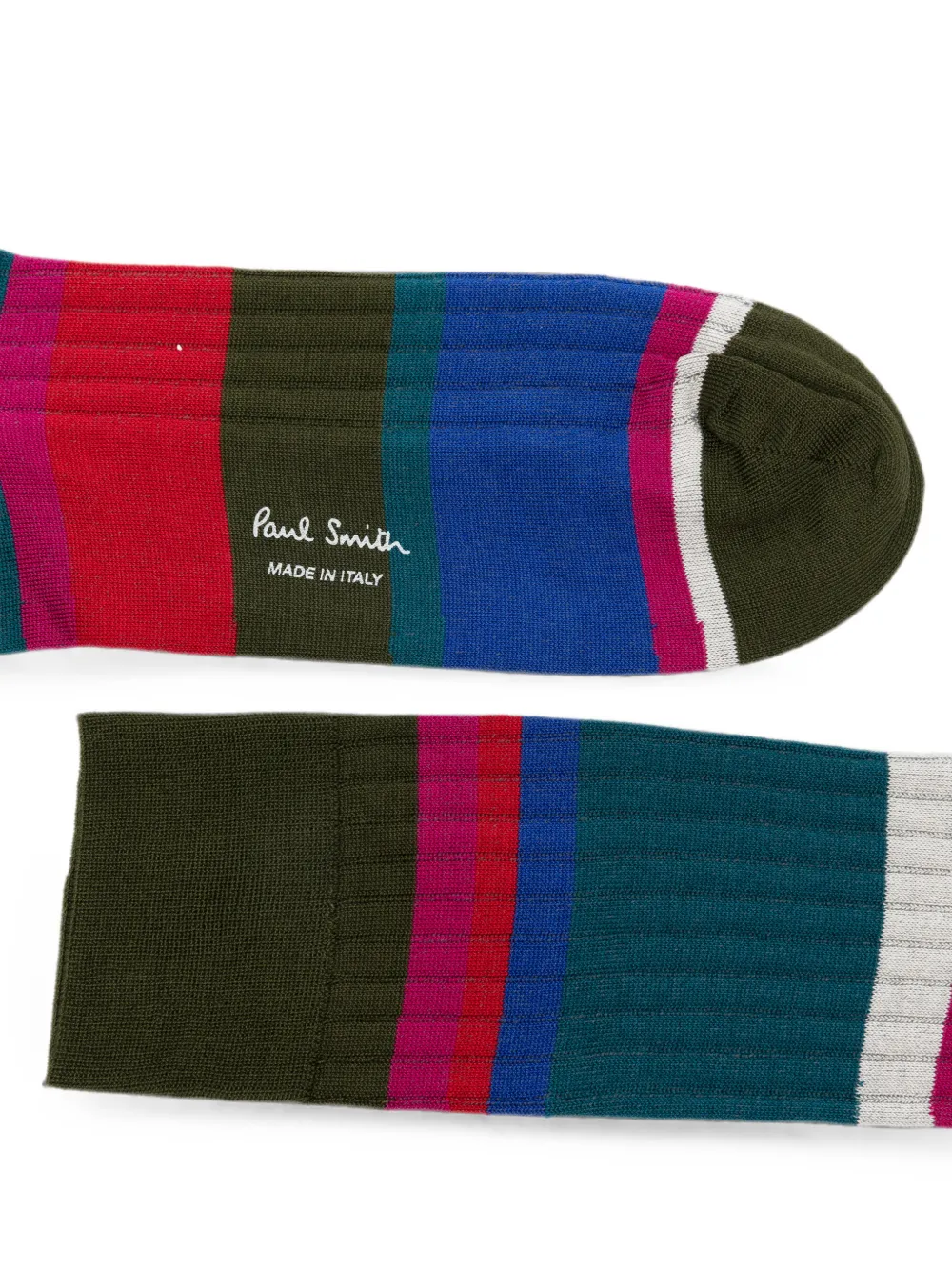 Paul Smith Gestreepte geribbelde sokken Groen