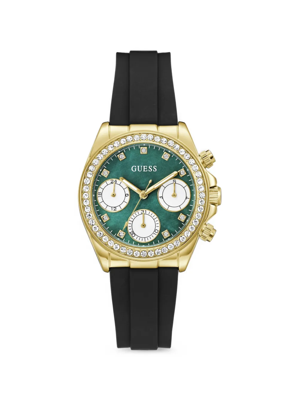 GUESS USA black gold-tone analog watch - Grün