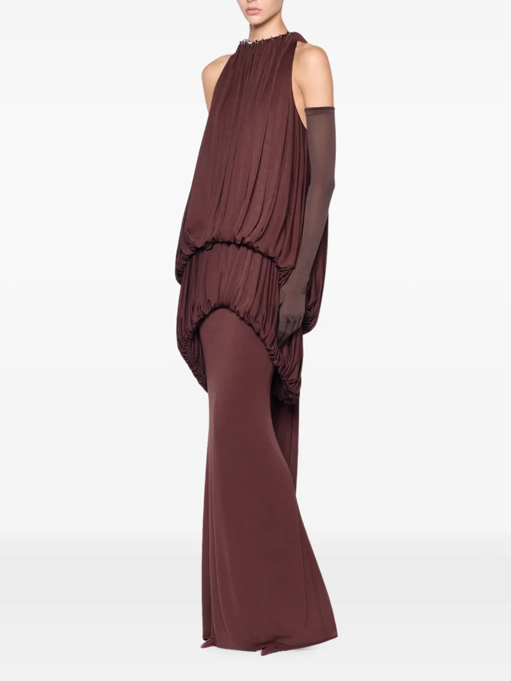 CHATS BY C.DAM Mayer draped-bodice hardware-detail maxi dress - Rot