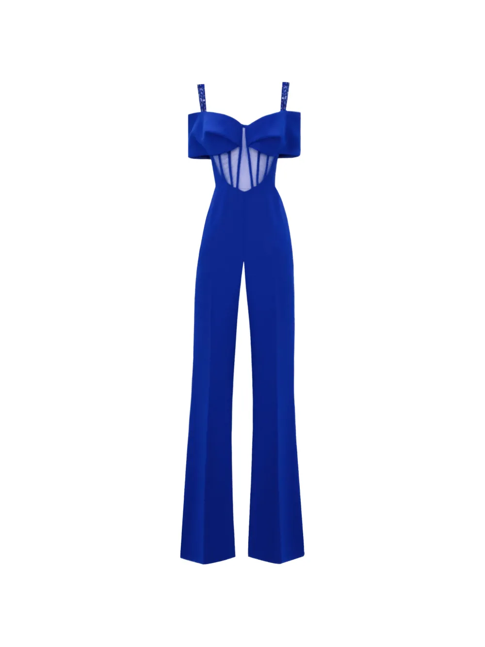 Gemy Maalouf bow-detail flared jumpsuit - Blu
