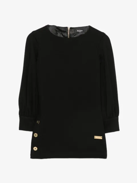 Balmain Kids vestido con mangas largas y detalle de botones