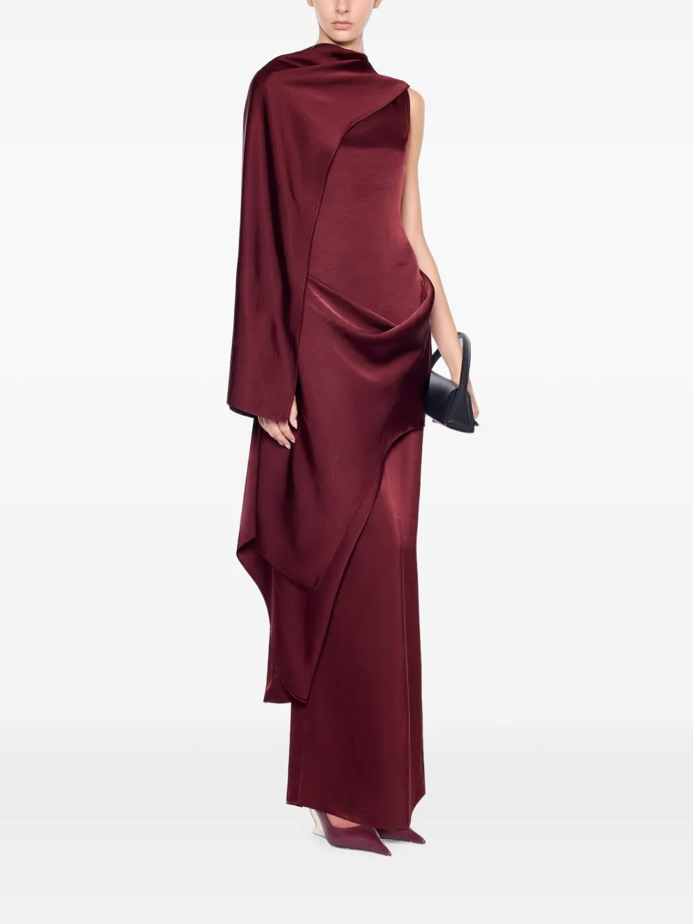CHATS BY C.DAM Veena asymmetric draped-overlay dress - Red
