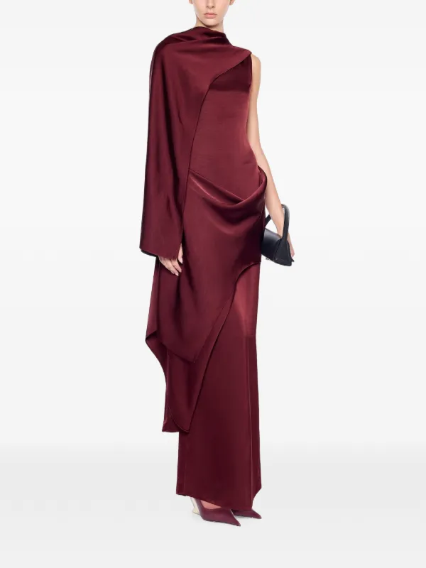asymmetric overlay dress CHATS BY C.DAM Veena draped-overlay | Red Icon_Machinewashable_Wrinkleresistant_Beachtostreet Rosy Draped Asymmetrical Dress Back Style:Zipper side fastening adds a