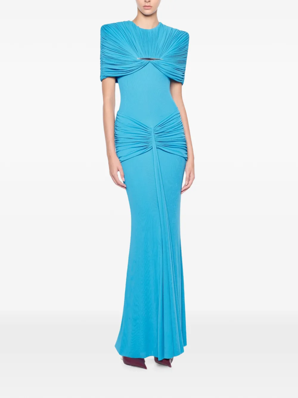 CHATS BY C.DAM Sarah gedrapeerde maxi-jurk met metalen details Blauw
