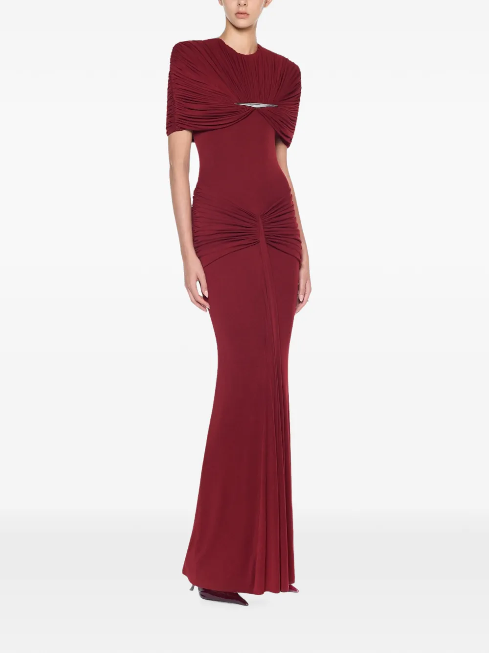 CHATS BY C.DAM Virginia gedrapeerde maxi-jurk met metalen details Rood