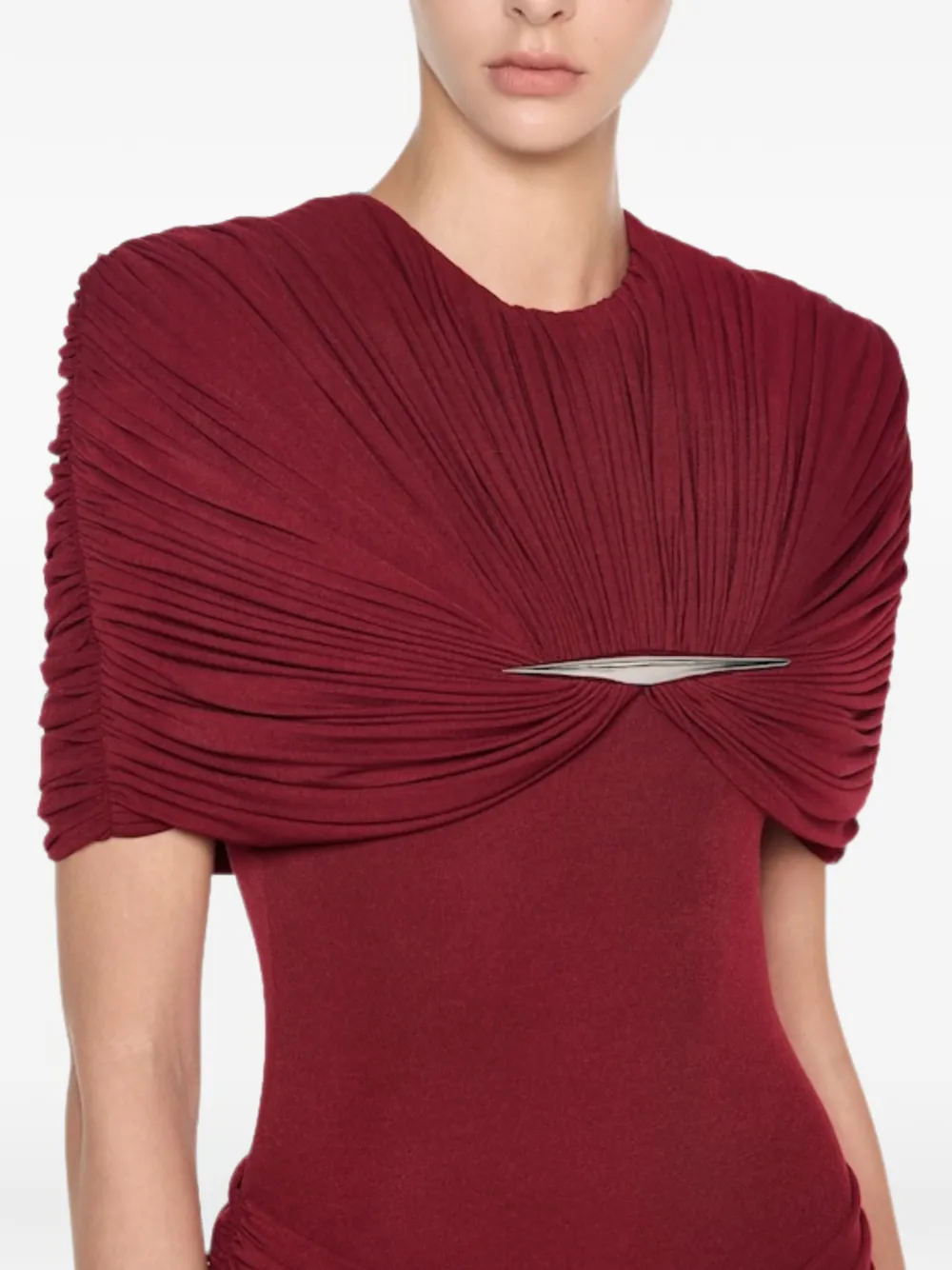 CHATS BY C.DAM Virginia gedrapeerde maxi-jurk met metalen details Rood